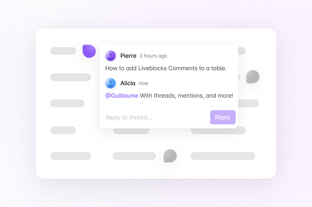 Threaded comments anchored to a Handsontable cell with Liveblocks Comments