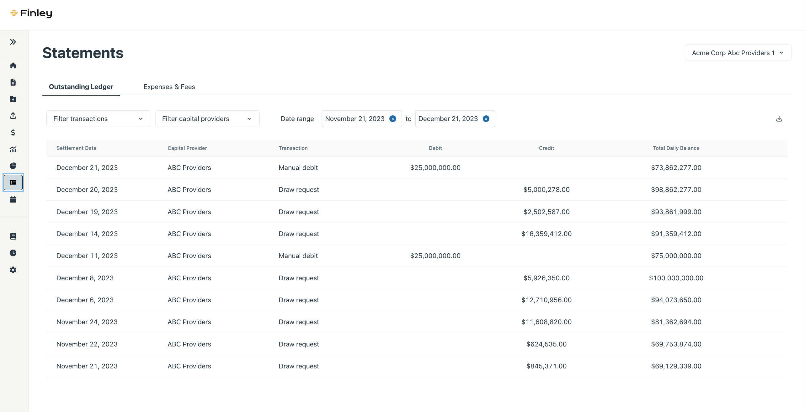 Statements page